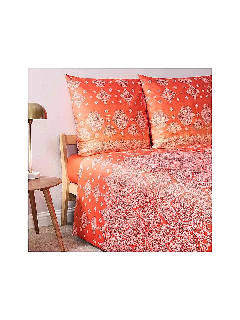 BASSETTI | Biancheria da letto in raso KERALA 70x90cm/140x200cm Arancione | 