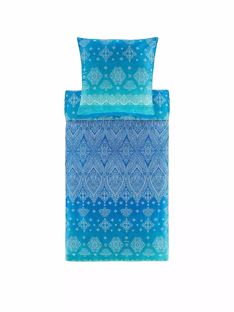 BASSETTI | Biancheria da letto in raso KERALA 70x90cm/140x200cm Blu | Blu