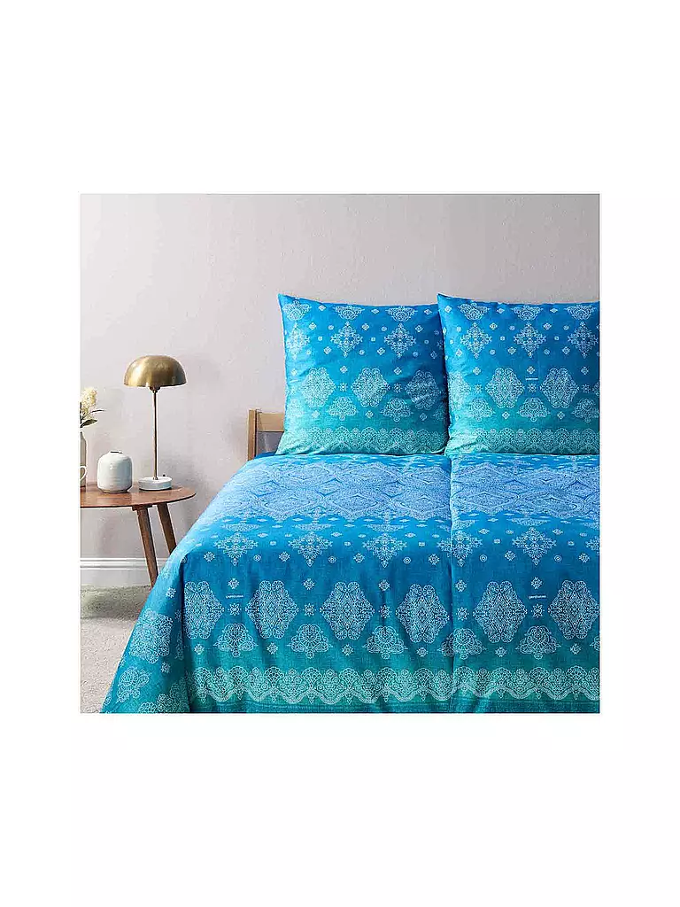 BASSETTI | Biancheria da letto in raso KERALA 70x90cm/140x200cm Blu | Blu