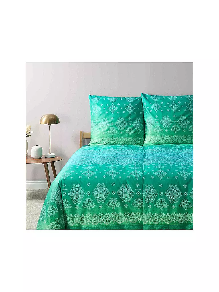 BASSETTI | Biancheria da letto in raso KERALA 70x90cm/140x200cm Verde | Verde
