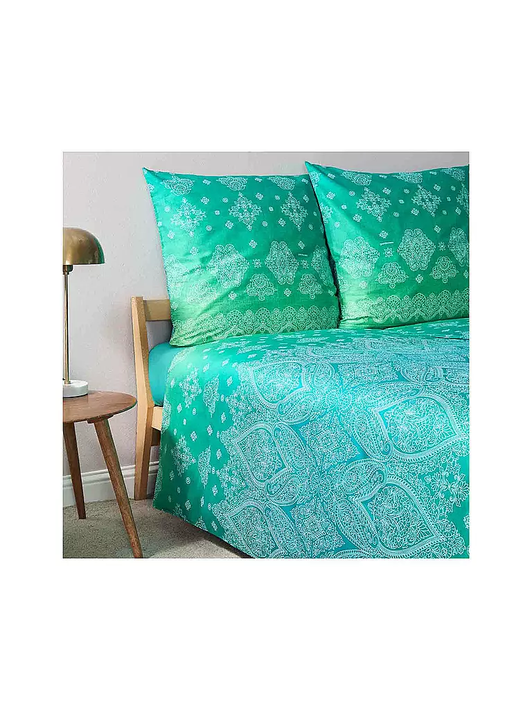 BASSETTI | Biancheria da letto in raso KERALA 70x90cm/140x220cm Verde | 