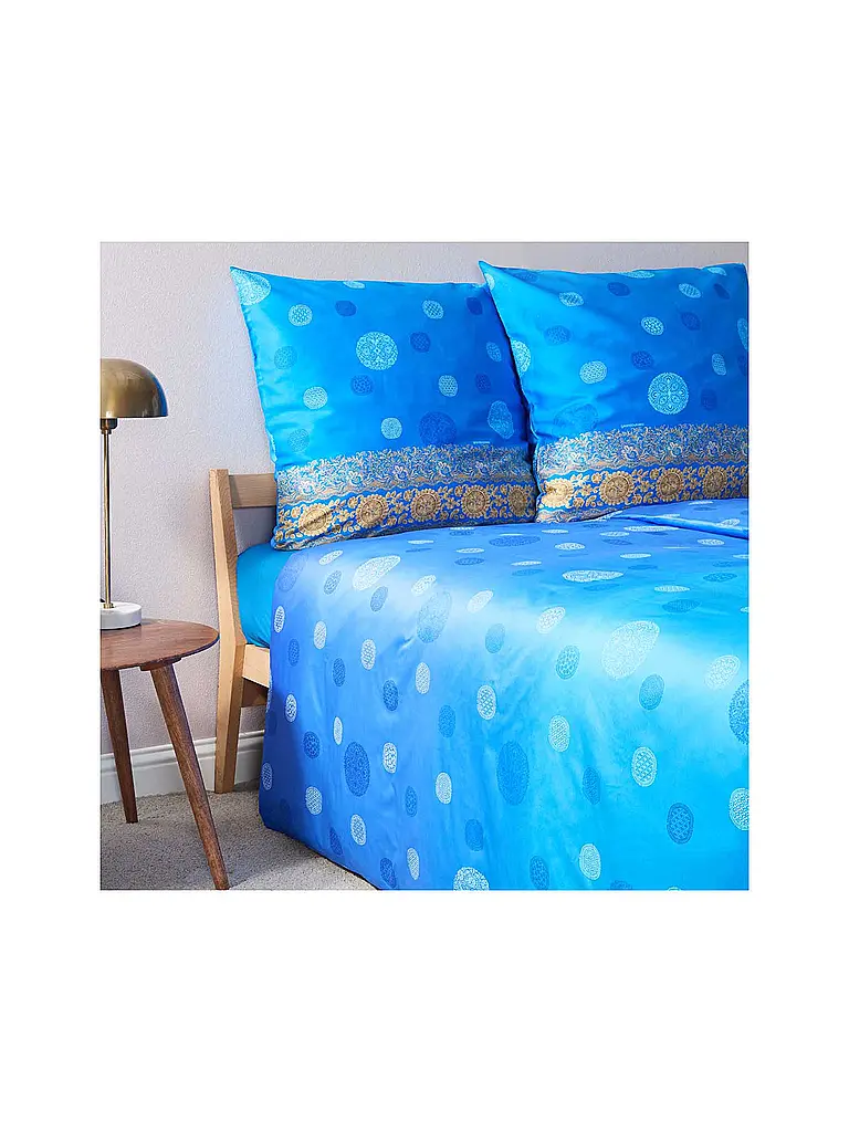BASSETTI | Biancheria da letto in raso NAIROBI 70x90cm/140x200cm Blu | 