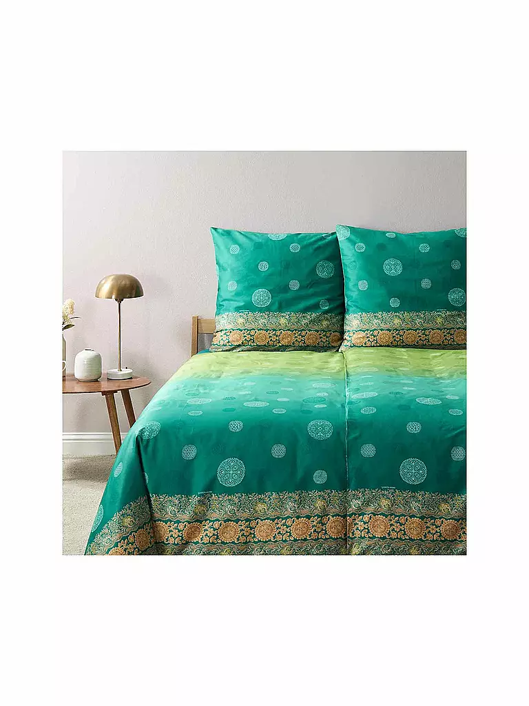 BASSETTI | Biancheria da letto in raso PALLAVICINO 70x90cm/140x200cm Verde | Verde