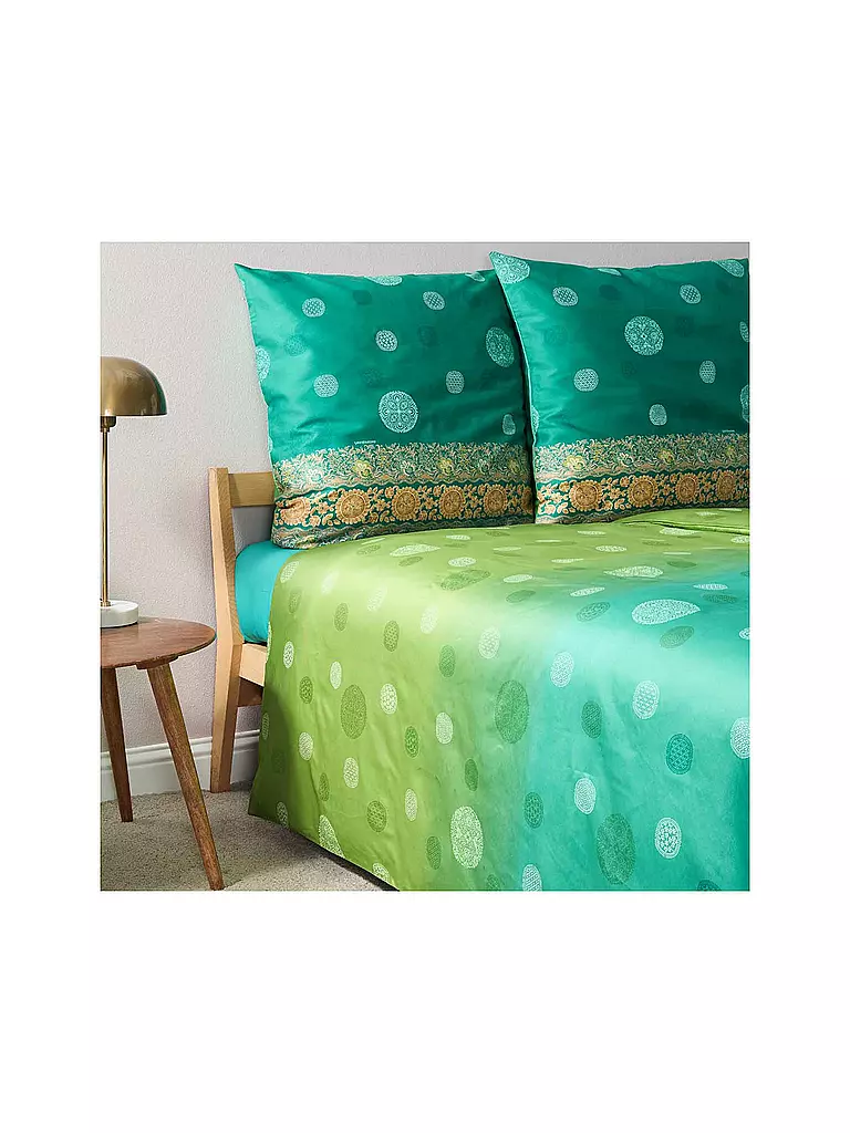 BASSETTI | Biancheria da letto in raso PALLAVICINO 70x90cm/140x200cm Verde | 