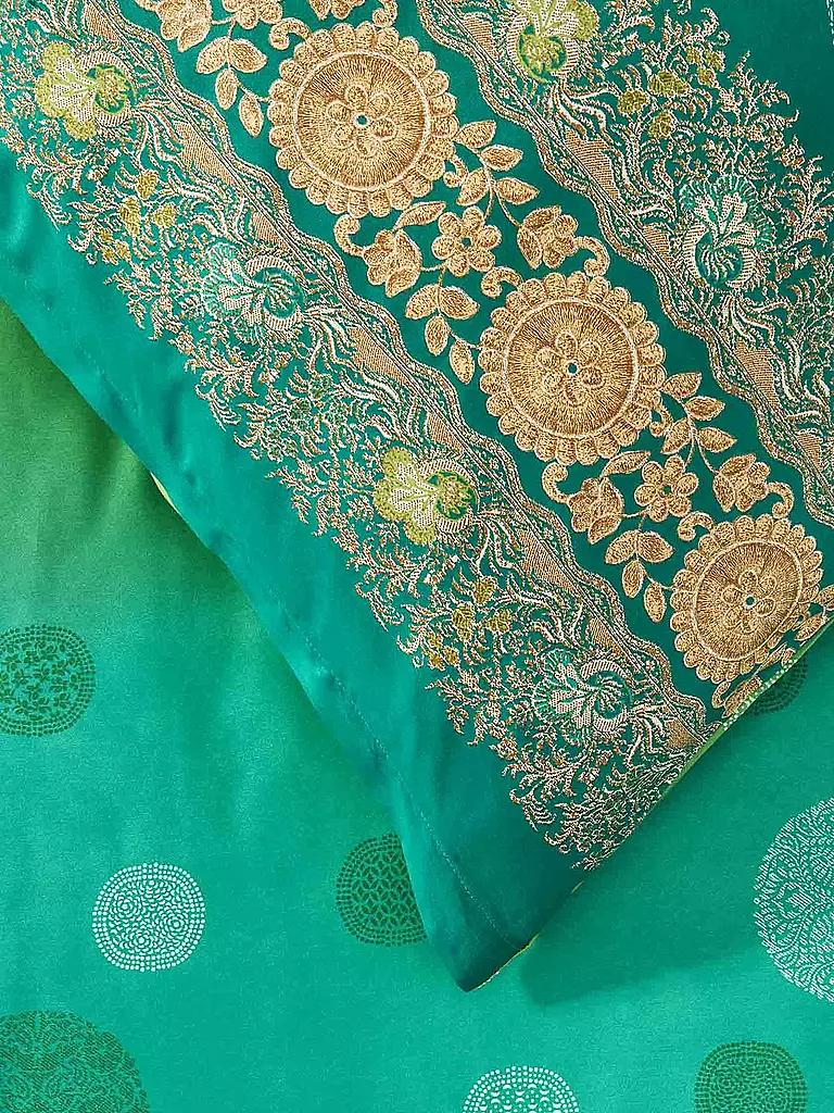 BASSETTI | Biancheria da letto in raso PALLAVICINO 70x90cm/140x200cm Verde | 