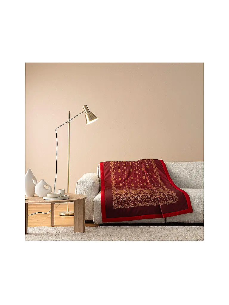 BASSETTI | Copriletto - Plaid 135x190cm GOLD DECOR Rosso | Rosso scuro