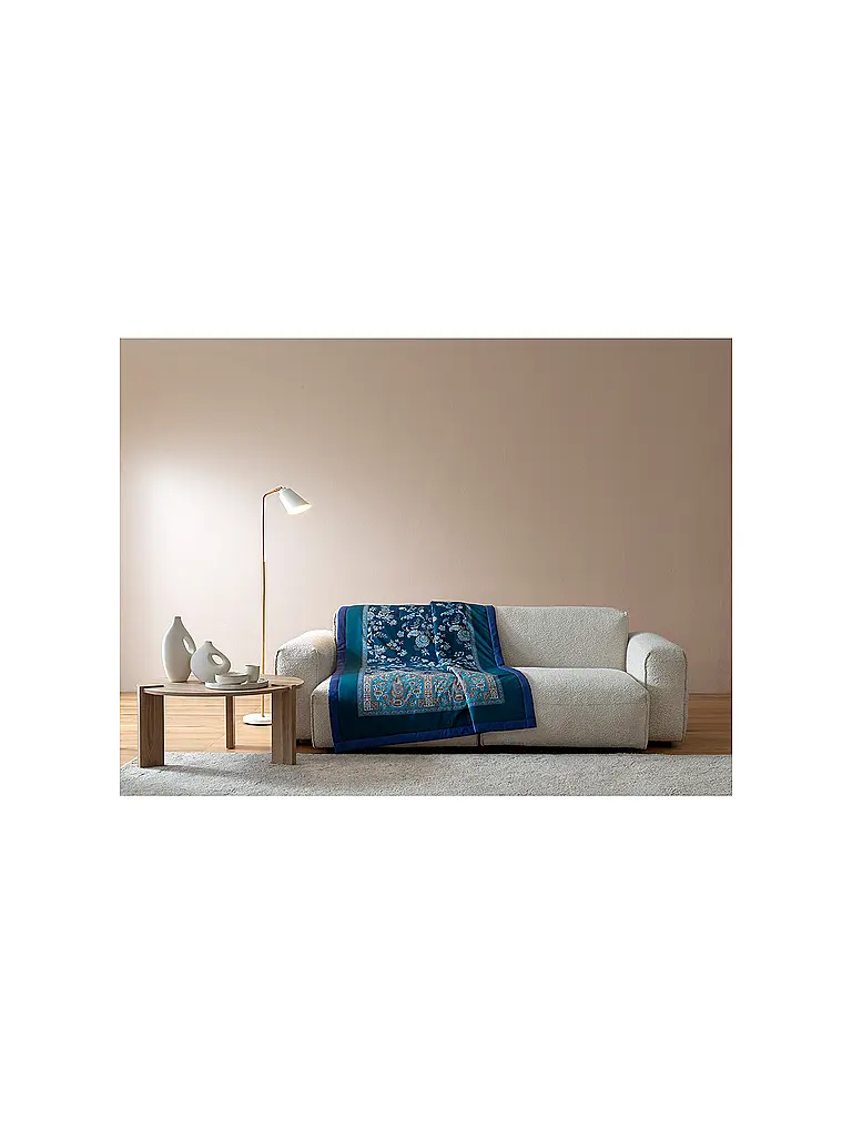 BASSETTI | Copriletto - Plaid 135x190cm INDIAN ROSES Blu | Blu scuro