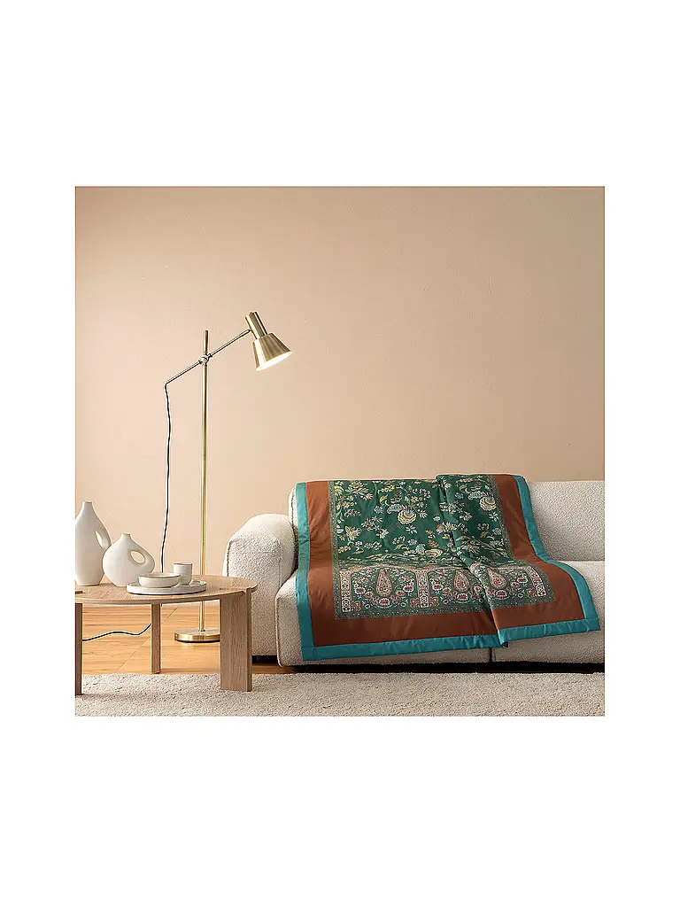 BASSETTI | Copriletto - Plaid 135x190cm INDIAN ROSES Verde | Verde scuro