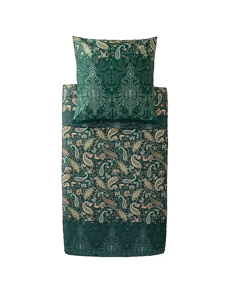 BASSETTI | Satin Bettwäsche 70x90cm / 140x200cm MONNALISA Gruen | Verde scuro