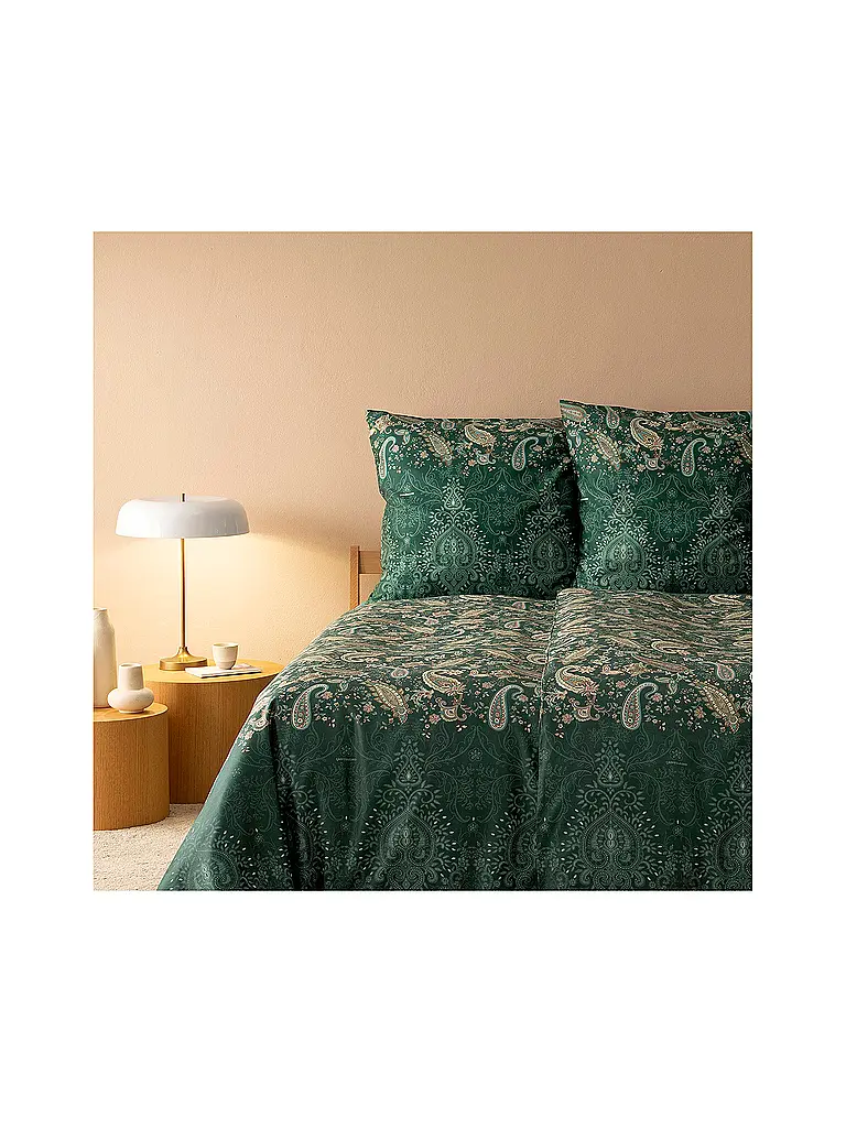 BASSETTI | Satin Bettwäsche 70x90cm / 140x200cm MONNALISA Gruen | Verde scuro