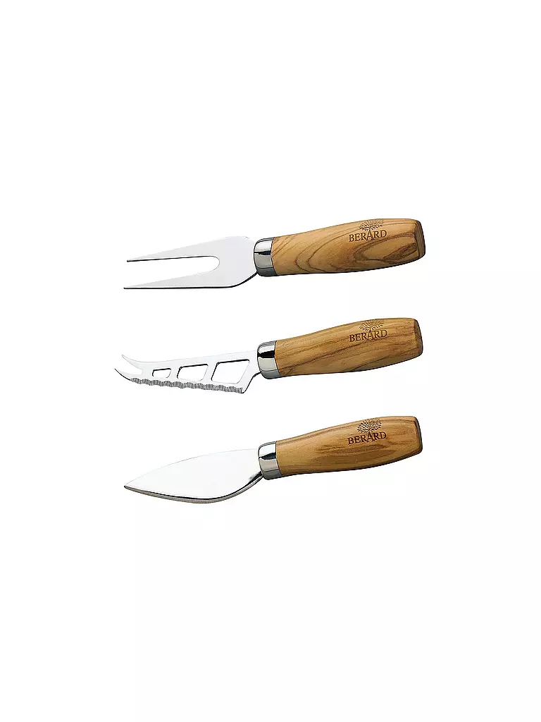 BERARD | Set di 3 coltelli da formaggio in legno d'olivo | Marrone