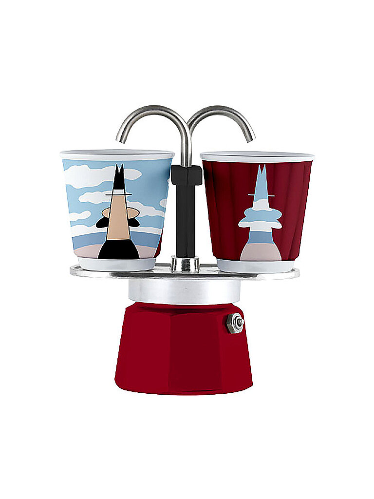 Espressokocher Mini Express 2 Tassen Rot Dekor rosso