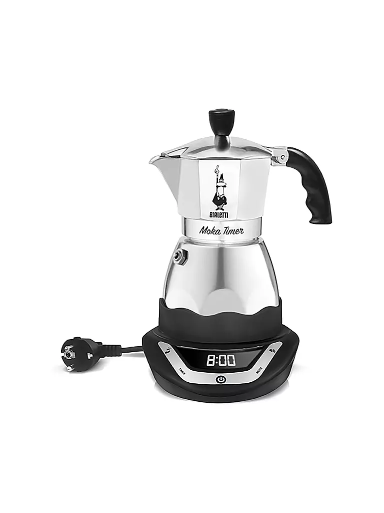 BIALETTI | Espressokocher elettrico EASY TIMER 6 tazze Alu / Nero | Argento