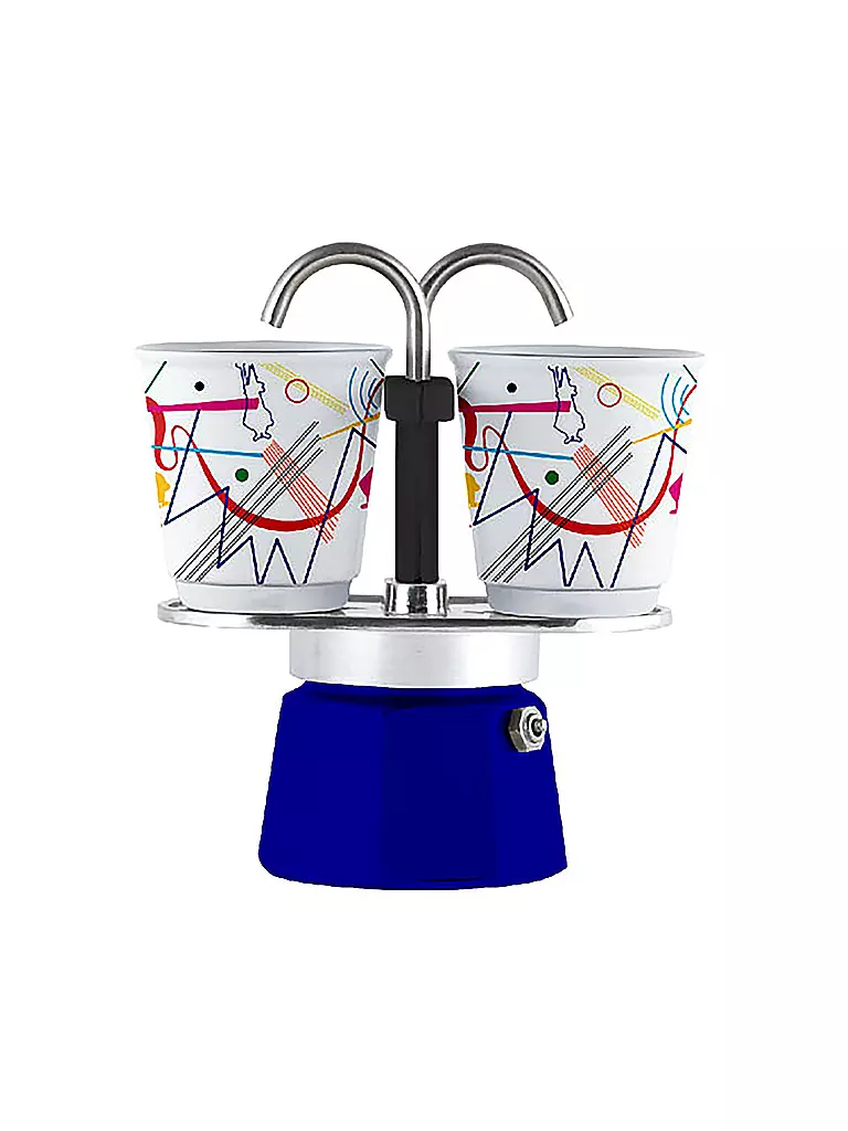 BIALETTI | Espressokocher Mini Express 2 Tassen Blau Dekor | Blu