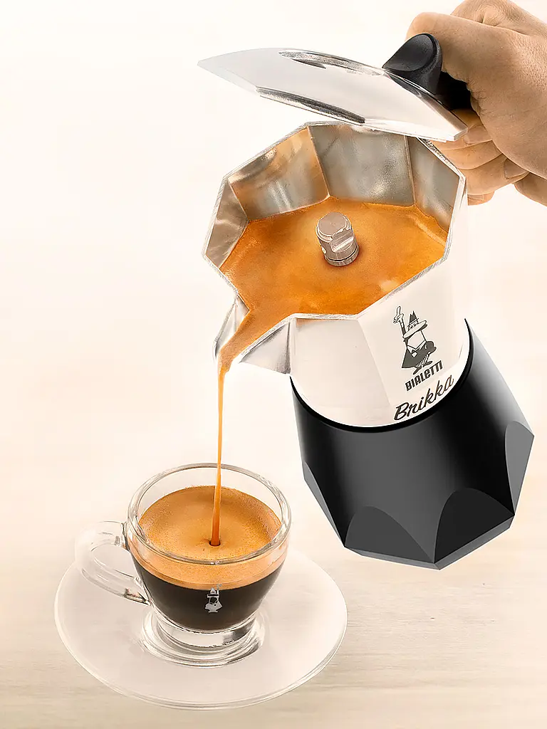 BIALETTI | Moka BRIKKA 4 tazze Alu / Nero | Argento