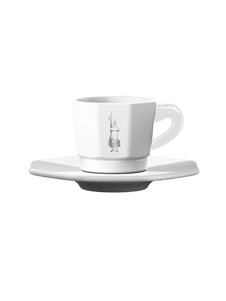 BIALETTI | Set da 4 tazzine da espresso squadrate bianco/oro | Bianco