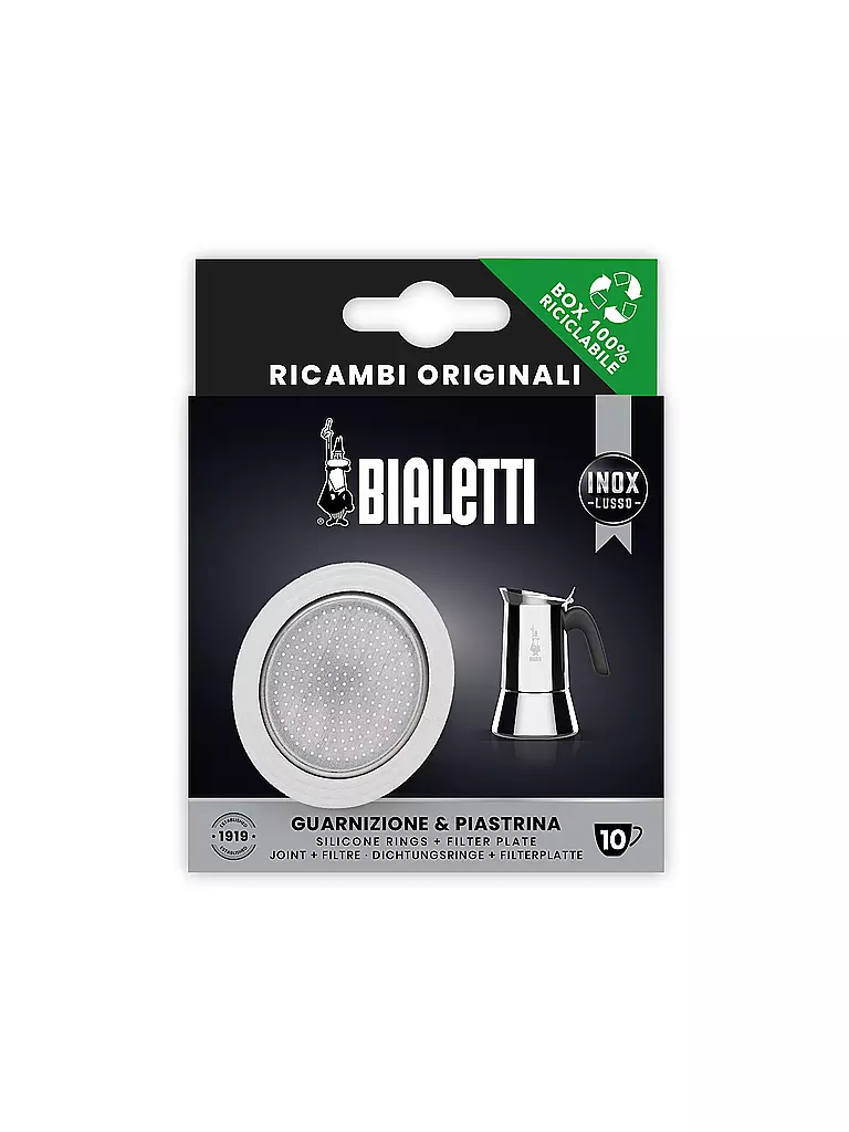 BIALETTI | Set di ricambio per 10 tazze, guarnizione più filtro in silicone | Crema