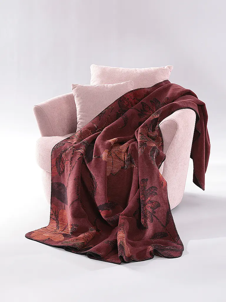 BIEDERLACK | Coperta - Plaid 150x200cm RUBY PASSION Velvet Bloom | Rosso scuro