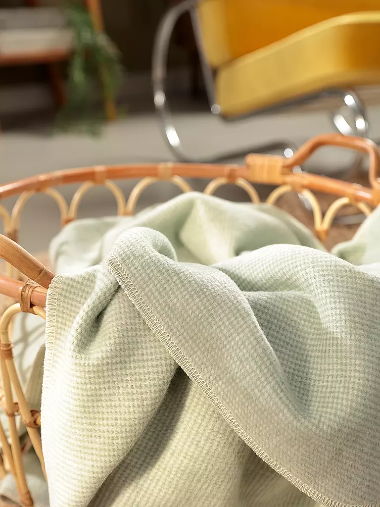 BIEDERLACK | Coperta Plaid 150x200cm CUCITURA OVERLOCK Menta Perlata | Verde chiaro