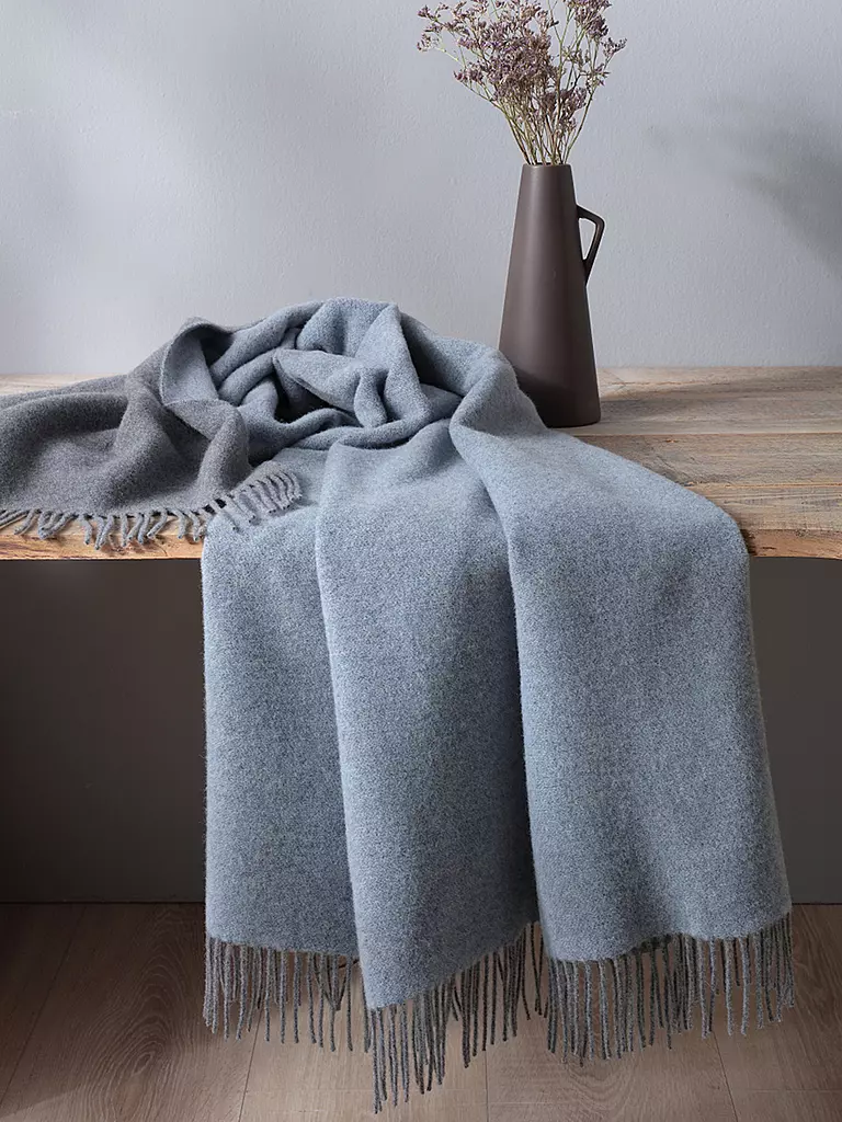 BIEDERLACK | Copriletto - Plaid 130x170cm Blu Grigio | Blu scuro