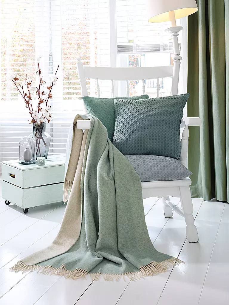 BIEDERLACK | Plaid Coperta CASHMERE 130x170cm Malva/Crema | Verde chiaro