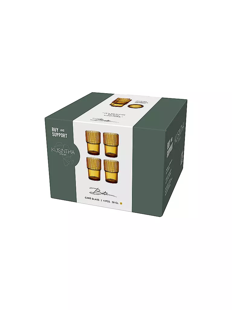 BITZ | Bicchiere KUSINTHA Set da 4 380ml Ambra | 