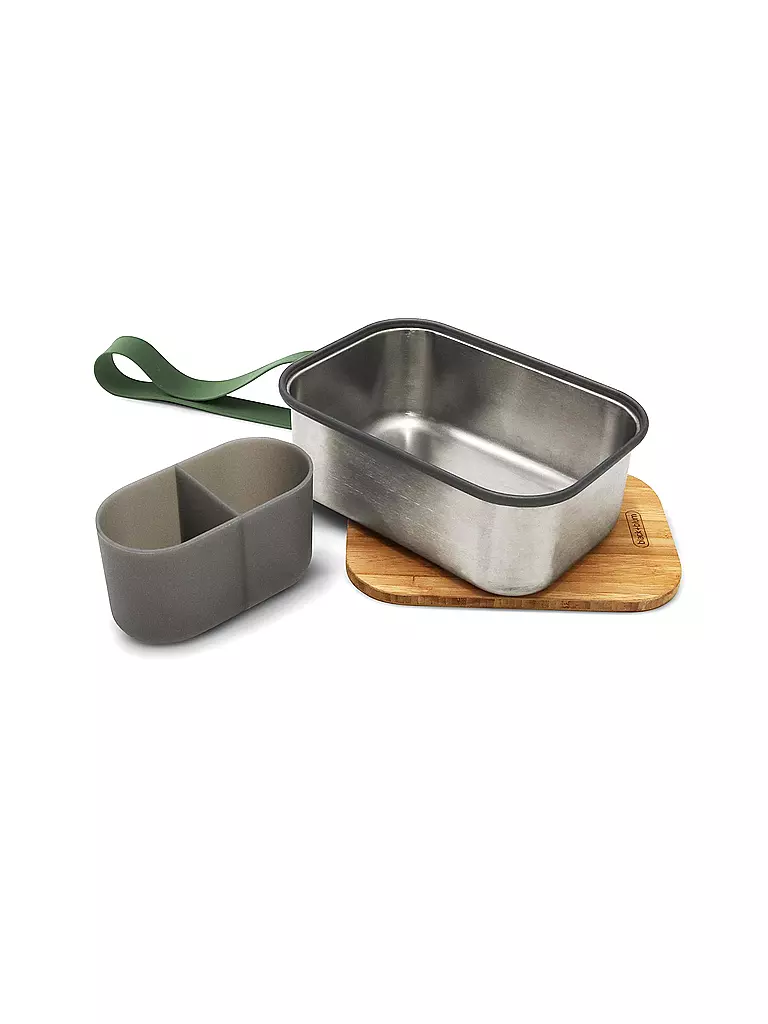 BLACK+BLUM | Contenitore per alimenti - Lunchbox grande 19x13,5 cm Oliva/Acciaio inossidabile | Oliva