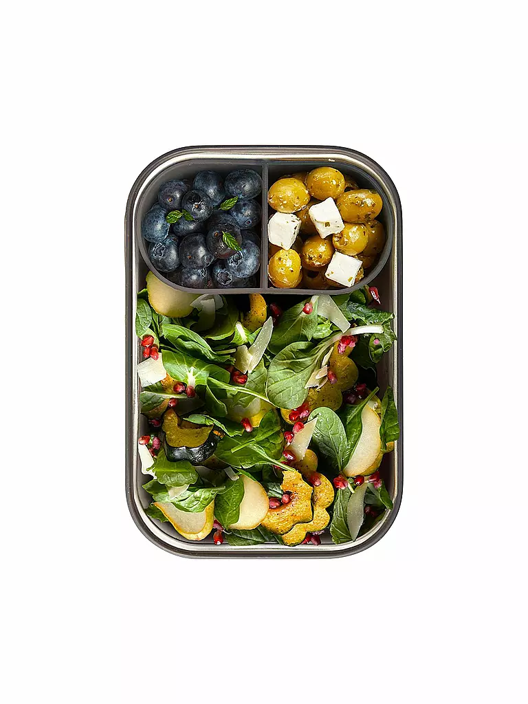 BLACK+BLUM | Contenitore per alimenti - Lunchbox grande 19x13,5 cm Oliva/Acciaio inossidabile | 