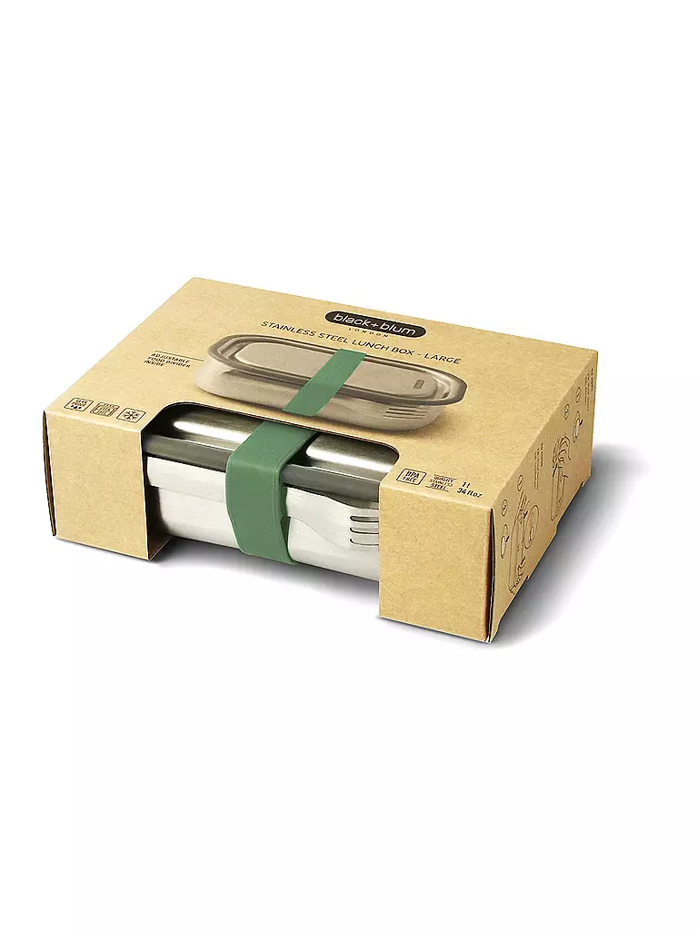 BLACK+BLUM | Lunchbox Grande 1l Oliva/Acciaio Inox | 