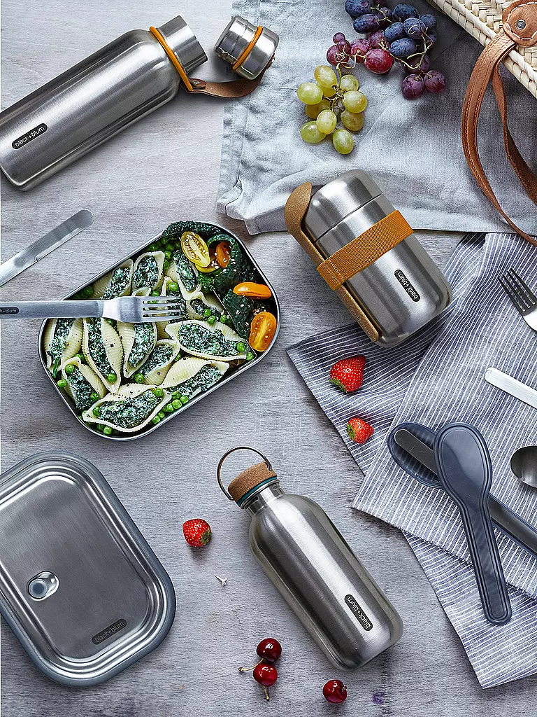 BLACK+BLUM | Thermosbehälter - Food Flask 400ml Arancione/Acciaio Inox | 