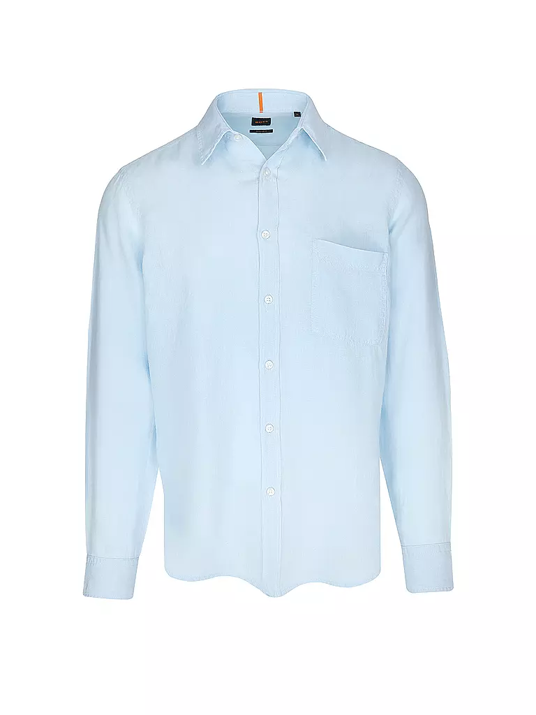 BOSS | Camicia di lino regular fit RELEGANT | Blu chiaro