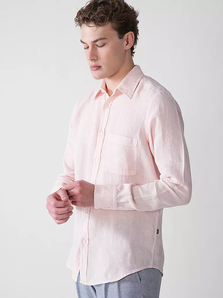 BOSS | Camicia di lino regular fit RELEGANT | Rosa
