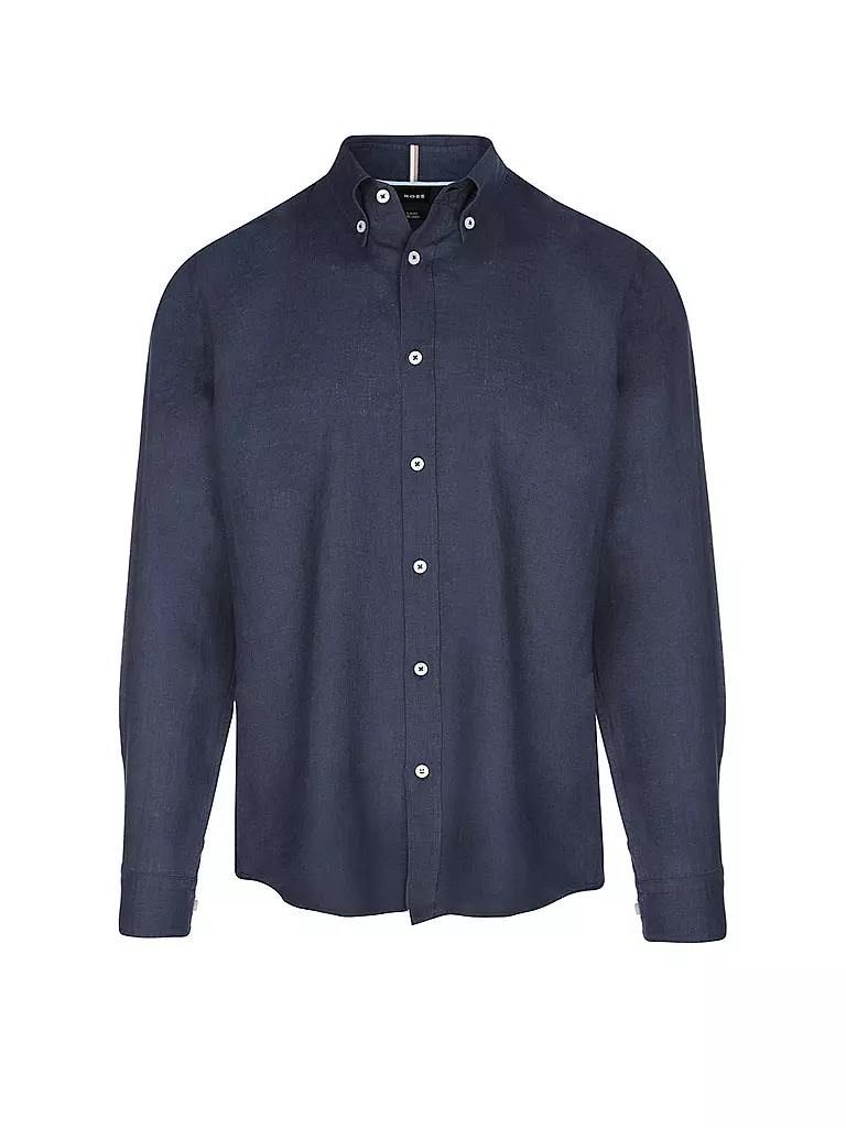 BOSS | Camicia di lino slim fit H-ROAN | Blu scuro