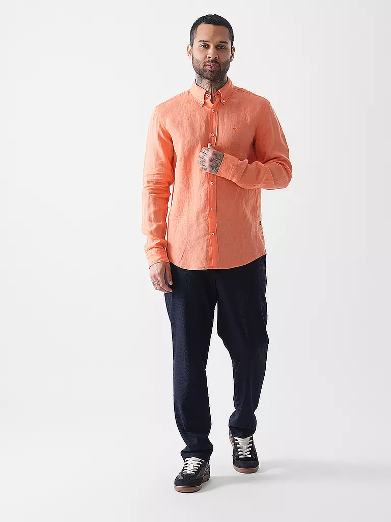 BOSS | Camicia di lino slim fit H-ROAN | Arancione