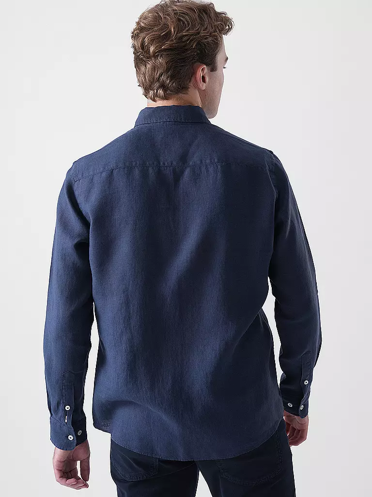 BOSS | Camicia di lino slim fit H-ROAN | Blu scuro
