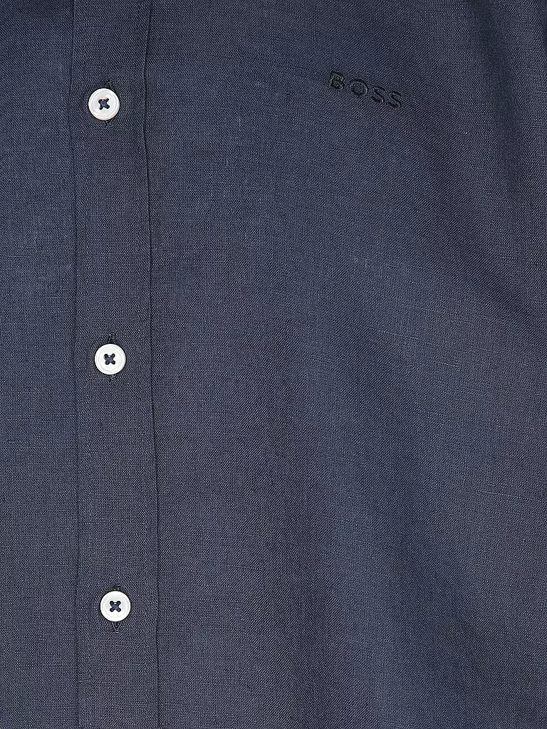BOSS | Camicia di lino slim fit H-ROAN | Blu scuro