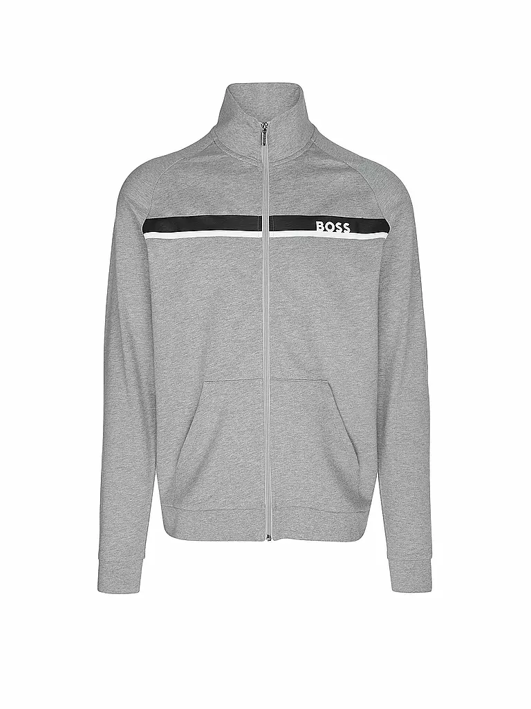 BOSS | Felpa loungewear con zip | Grigio chiaro