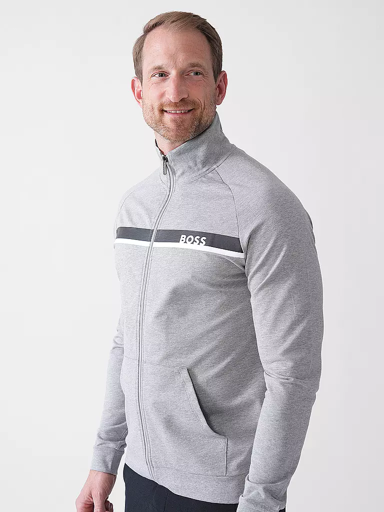 BOSS | Felpa loungewear con zip | Grigio chiaro
