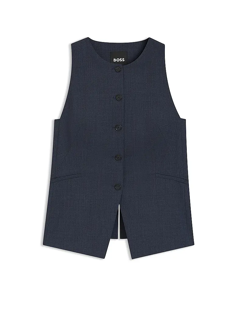 BOSS | Gilet JULERAN
Marca: BOSS
Colore: blu scuro
Categorie: Moda,Donna

Lunghezza manica: senza maniche
Materiale: Lana vergine
Motivo: Tinta unita
Vestibilità (capispalla): Slim
Stile: Smart Business
Dettagli: Tasche a filetto | Blu scuro