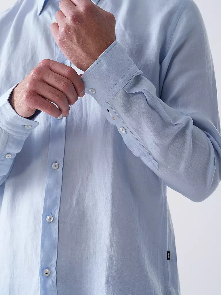 BOSS | Leinenhemd Slim Fit H-ROAN | Blu chiaro