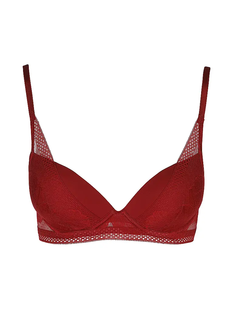 BOSS | Reggiseno con ferretto HALF PAD_PEONY LACE rosso scuro | Rosso scuro