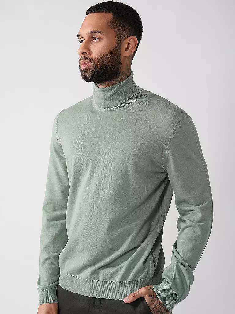 BOSS | Rollkragenpullover Slim Fit MUSSO | Verde chiaro
