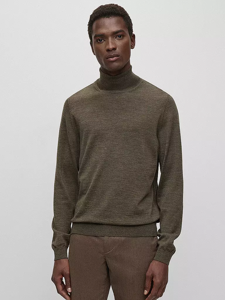 BOSS | Rollkragenpullover Slim Fit MUSSO | Oliva