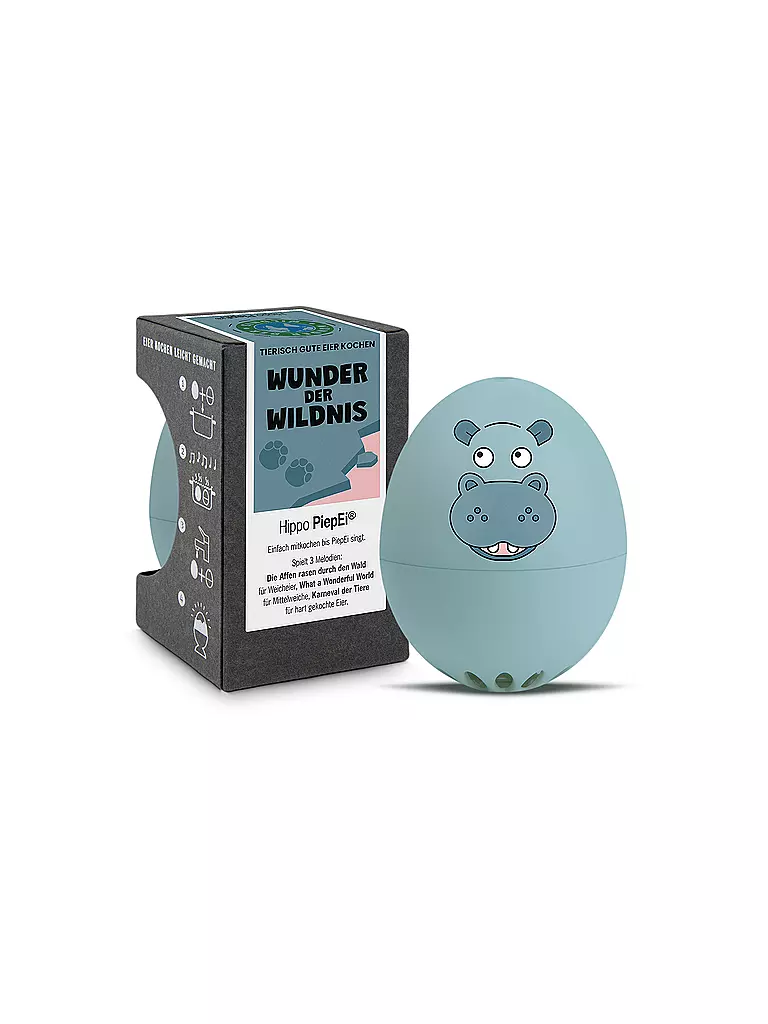 BRAINSTREAM | Timer da cucina - PiepiEi Meraviglie della Natura 3 Gradi di Durezza Ippopotamo | Blu chiaro