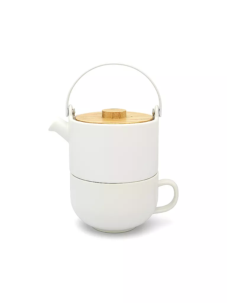 BREDEMEIJER | Tea for one Umea con coperchio in bambù 0,5l Bianco | Bianco