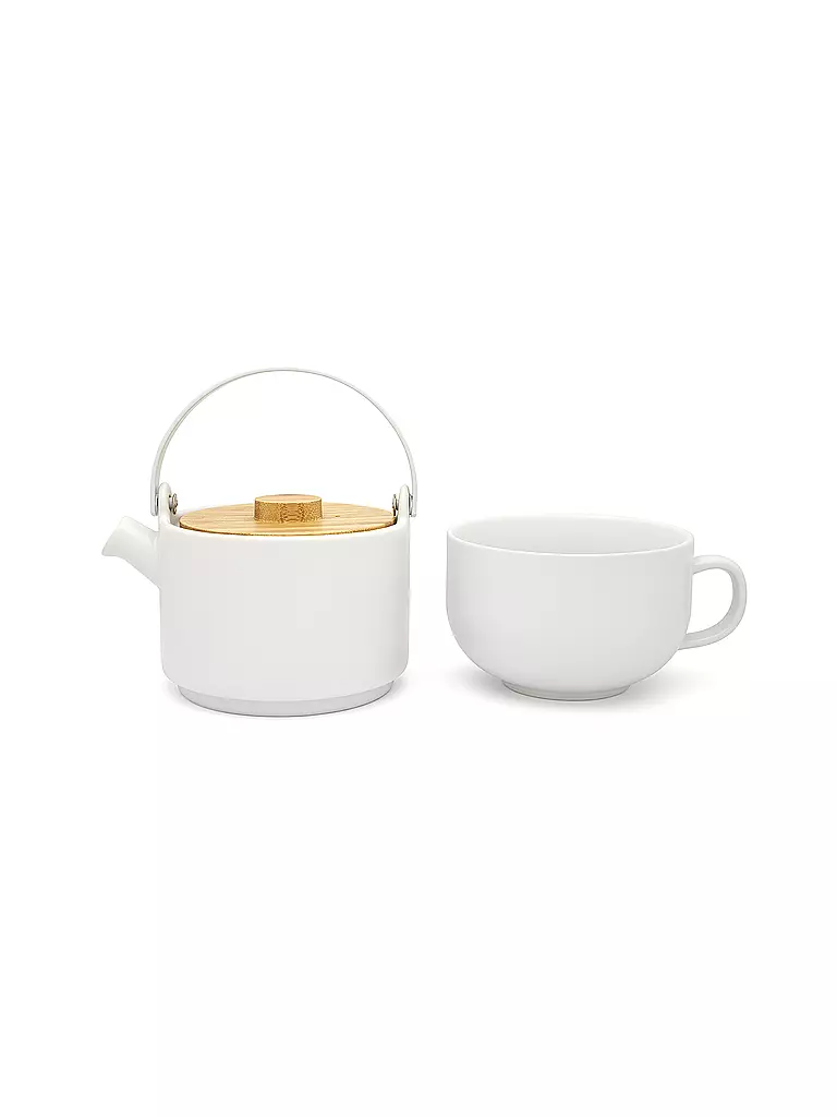 BREDEMEIJER | Tea for one Umea con coperchio in bambù 0,5l Bianco | Bianco