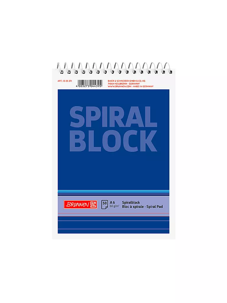 BRUNNEN VERLAG | Brunnen Spiralnotizblock A6 50 fogli | Senza colore