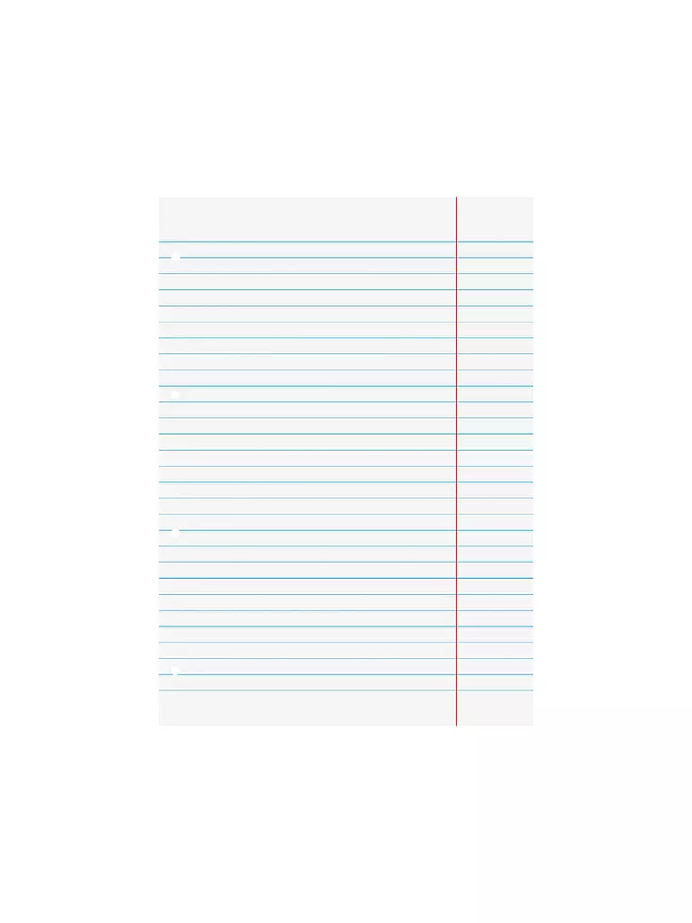 BRUNNEN VERLAG | Fogli a fori - 50 fogli a righe con margine di correzione | Senza colore