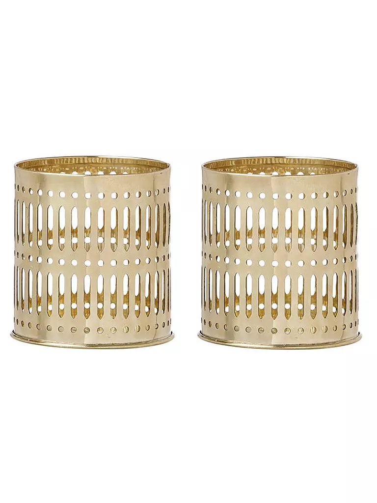 BUNGALOW | Set di 2 portacandele METRO 8cm oro | Oro
