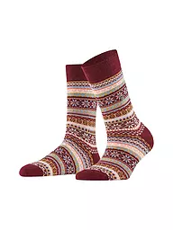 BURLINGTON | Calze da donna FAIR ISLE DELIGHT 36-41 nero | Rosso scuro